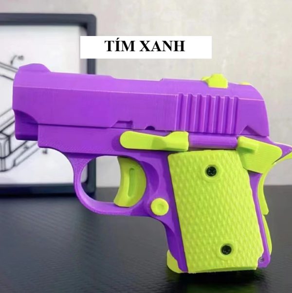 Đồ chơi giải nén súng trọng lực m1911 màu tím cà rốt đồ chơi đẩy thẻ đồ chơi nhỏ in 3d súng trọng lực trẻ em