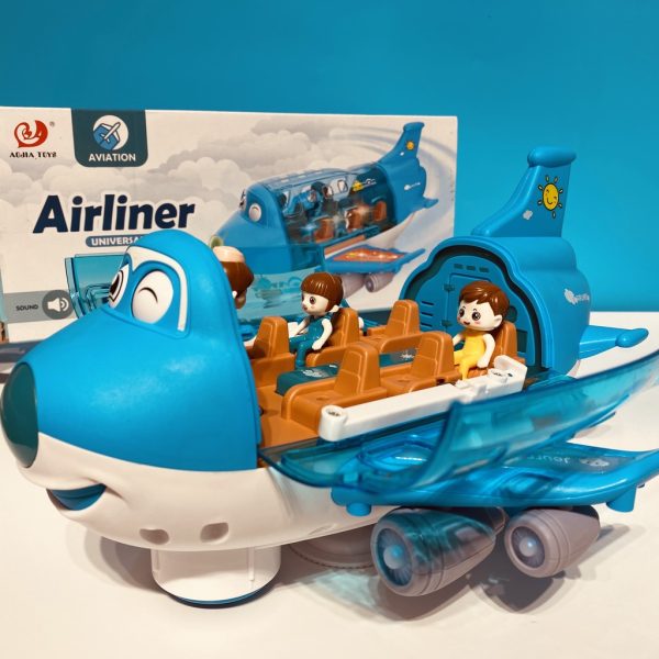 Đồ chơi máy bay chạy pin có thể gập mở kèm 3 nhân vật Sticker, di chuyển xoay tròn giải trí cho bé