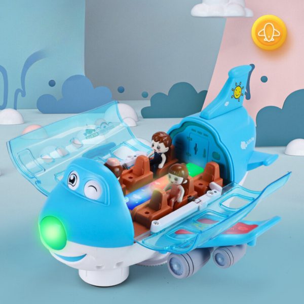 Đồ chơi máy bay chạy pin có thể gập mở kèm 3 nhân vật Sticker, di chuyển xoay tròn giải trí cho bé