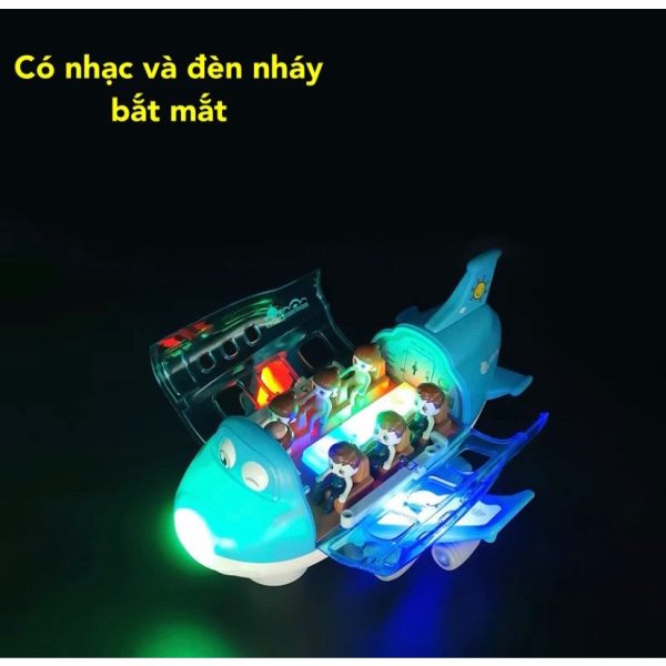 Đồ chơi máy bay chạy pin có thể gập mở kèm 3 nhân vật Sticker, di chuyển xoay tròn giải trí cho bé