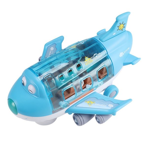 Đồ chơi máy bay chạy pin có thể gập mở kèm 3 nhân vật Sticker, di chuyển xoay tròn giải trí cho bé