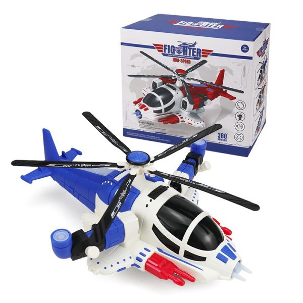 Đồ chơi máy bay trực thăng chạy pin size lớn 35cm cho bé, xoay 360 độ, có nhạc và âm thanh