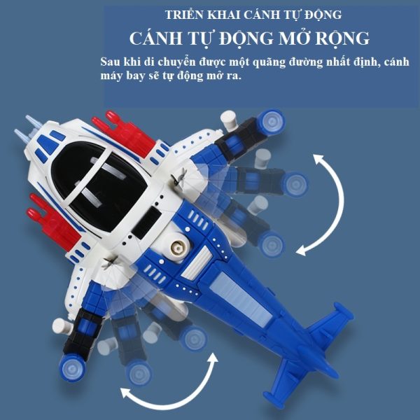 Đồ chơi máy bay trực thăng chạy pin size lớn 35cm cho bé, xoay 360 độ, có nhạc và âm thanh