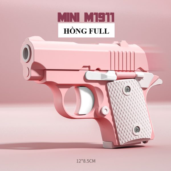 Đồ chơi súng nhựa in 3D súng m1911 mini màu hồng cà rốt động lực
