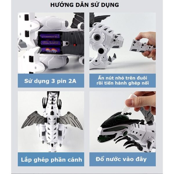 Khủng Long Robot Có Hiệu Ứng Phun Lửa Và Nước Kích Thước Lớn - Đồ Chơi Giải Trí