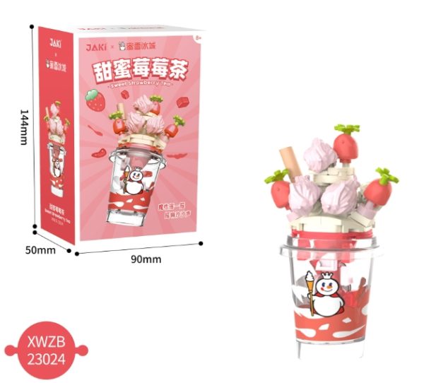Mô hình lego cốc trà sữa trân châu Super sundae dâu tây MIXUE