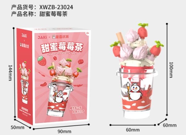 Mô hình lego cốc trà sữa trân châu Super sundae dâu tây MIXUE